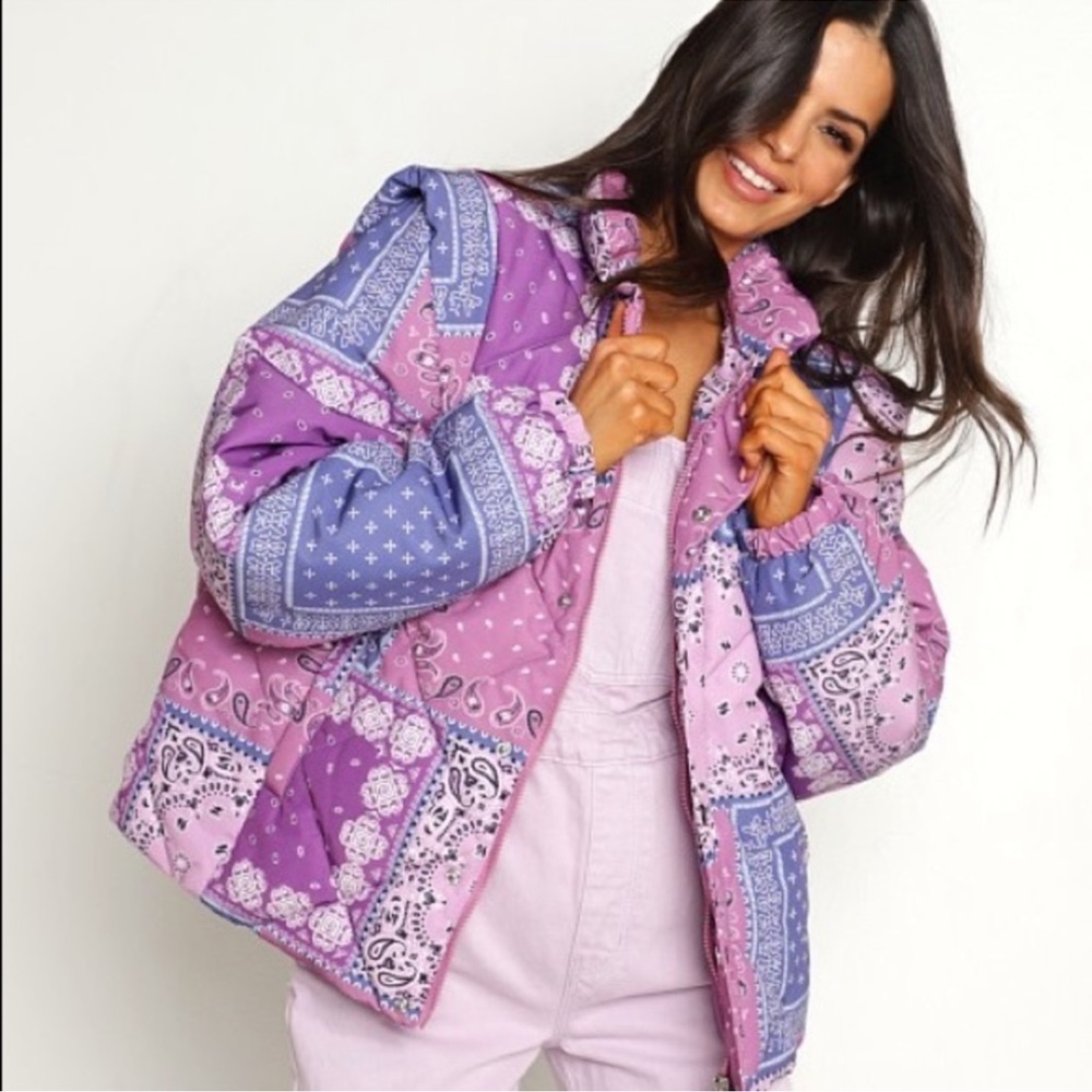 PISTOLA CALLISTA PINK ORCHID BANDANA PUFFER JACKET